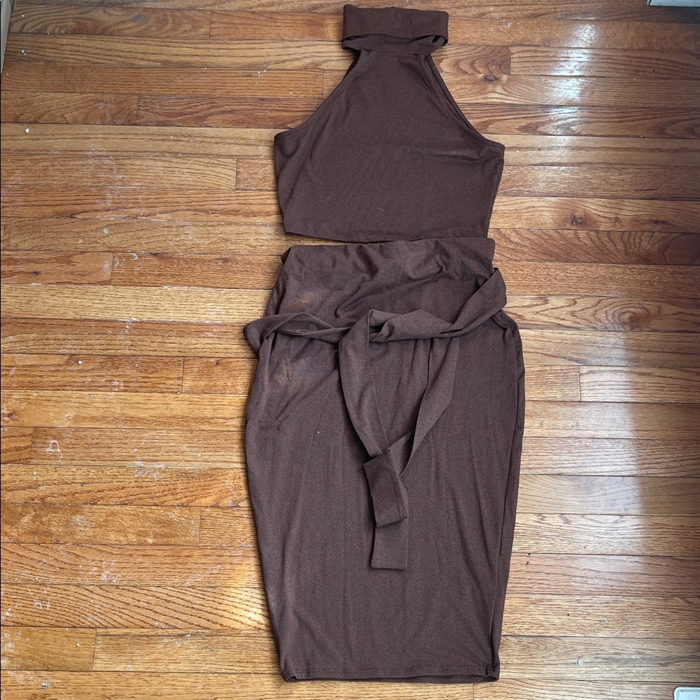 Fashion Nova Chocolate Brown Skirt Set
